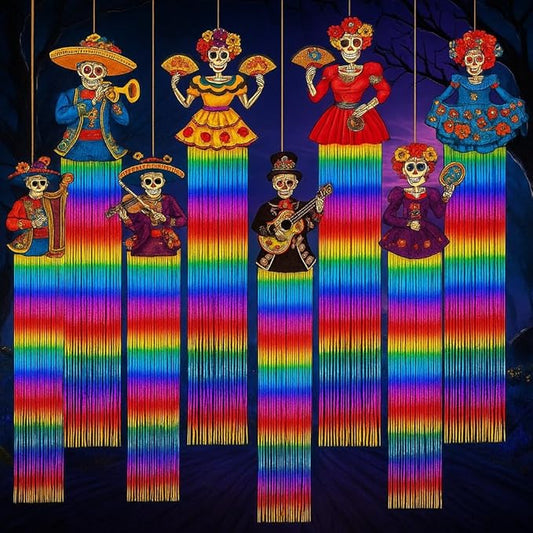 KatchOn, Halloween Fringe Curtain with Skeleton Cutouts – Pack of 8 |