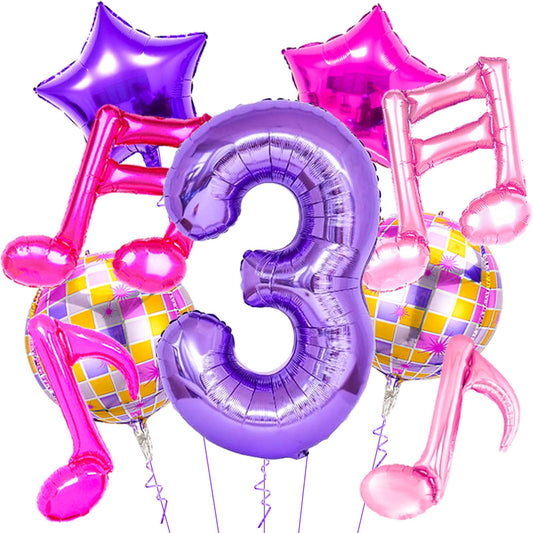 9Pcs Kpop Birthday Decorations - Kpop Music Balloons Hot Pink Mus 3