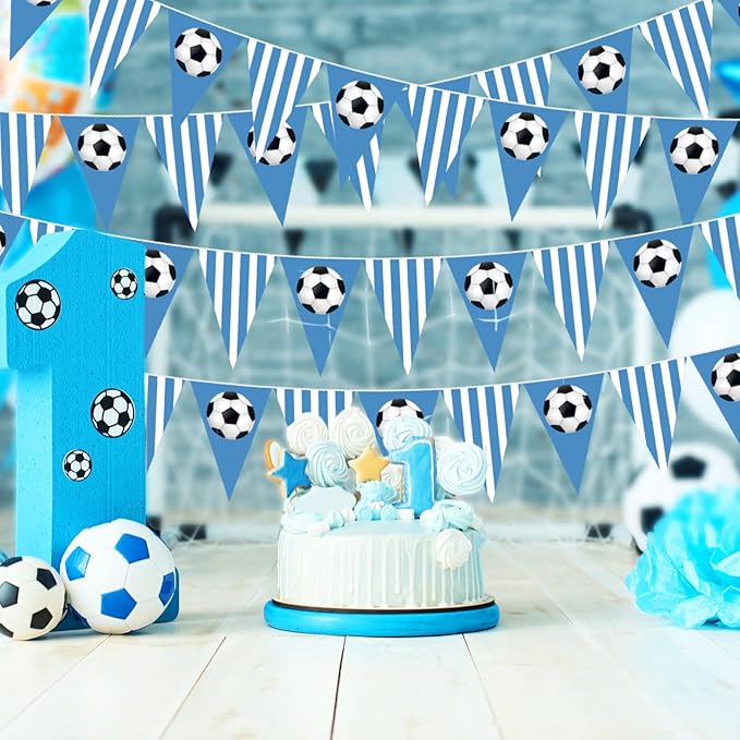 Faccito 5 Pack Blue Soccer Banners Soccer Party Decorations Sports