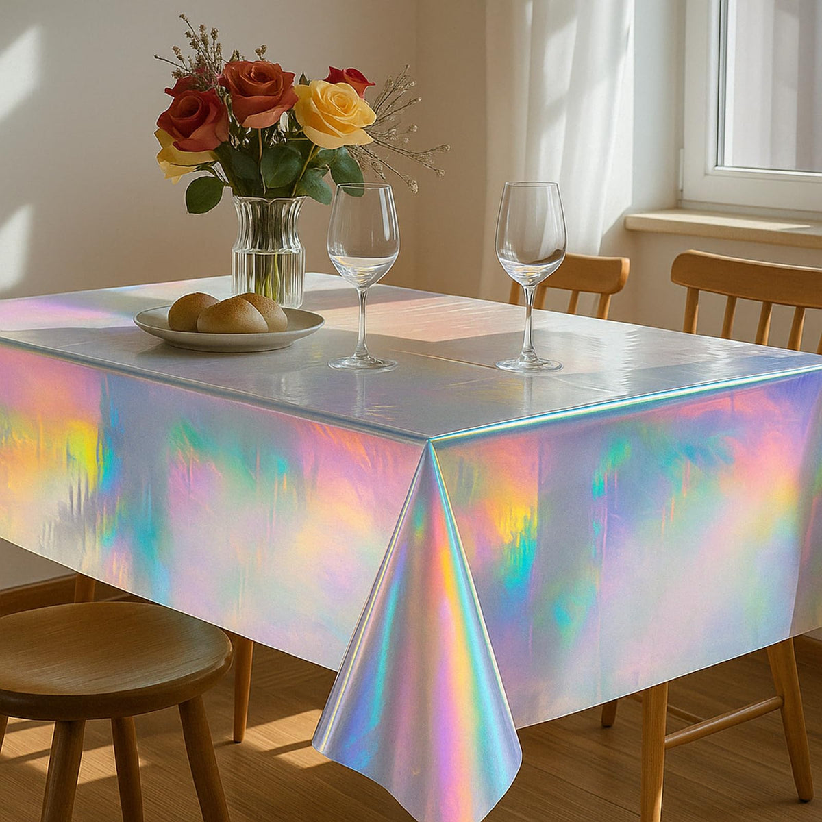 iCrius 3-Pack Holographic Disposable Tablecloths 54x108 Inch -