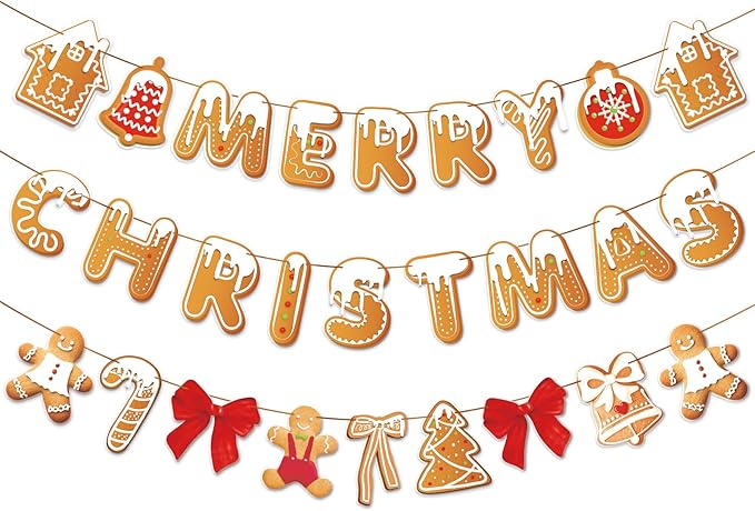 PAPER JAZZ Gingerbread Christmas Decoration Merry Christmas Banner 3