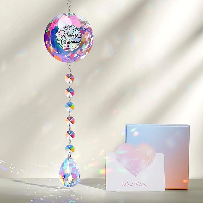 Merry Christmas Crystal Suncatcher Ornament Gifts for Women Mom Wife