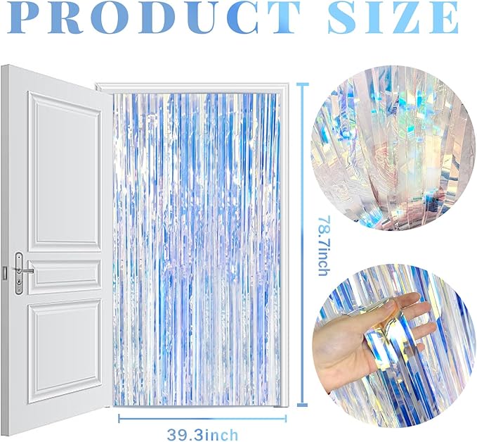 5 Pack Foil Curtain Backdrop Iridescent Metallic Tinsel Foil Fringe