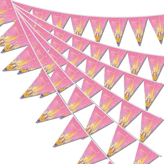 49ft Princess Birthday Decorations Flag Banner Theme Triangle Flags