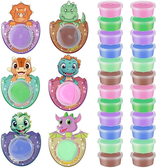 24 Set Dinosaur Party Favors for Kids Air Dry Modeling Clay DIY