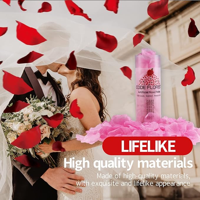 CODE FLORIST 1100 PCS Pink Silk Rose Petals for Valentine's