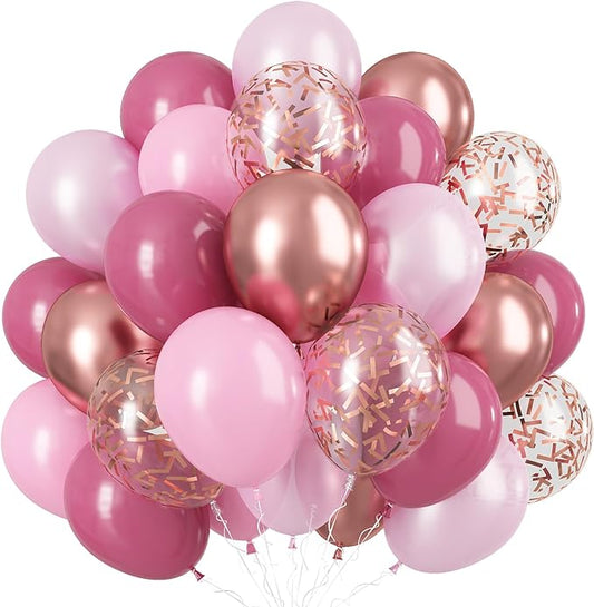 Togvu Dusty Rose Balloon Set, 60 Packs 12 Inch Retro Pink Metallic