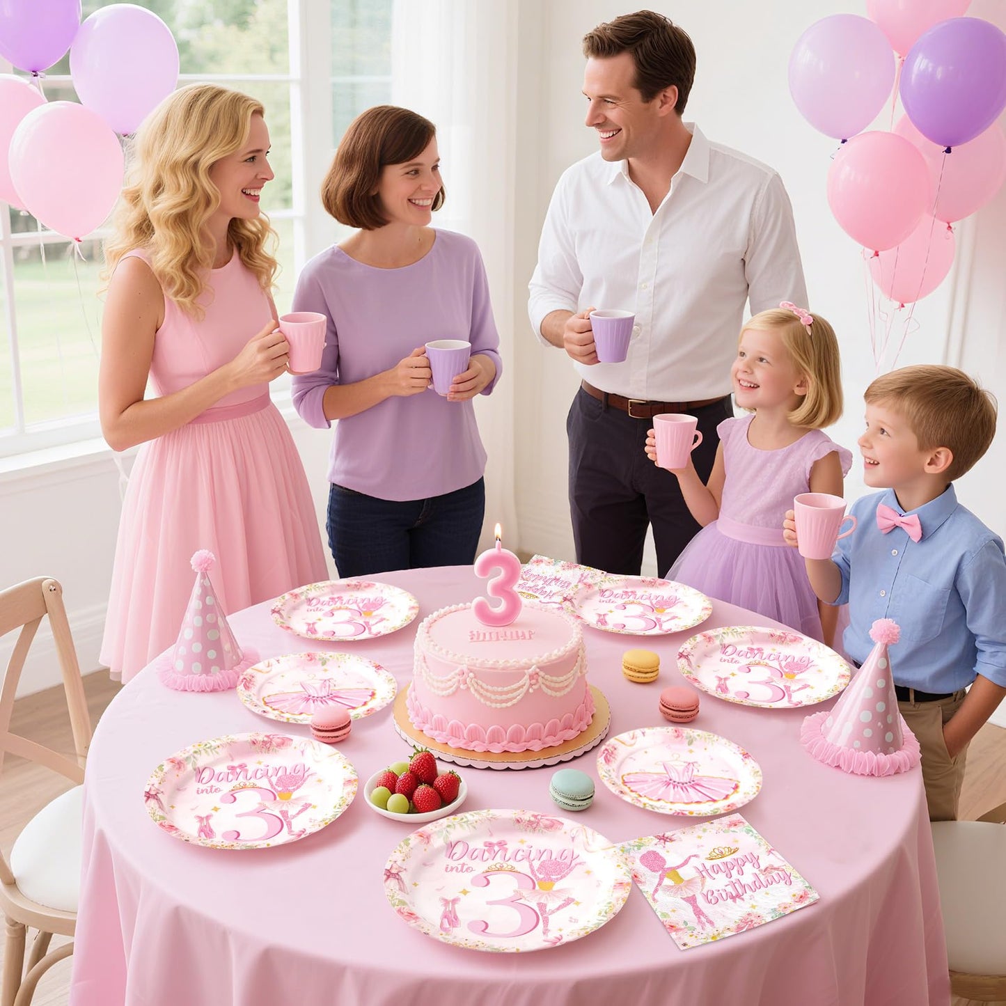 96Pcs Ballerina 3rd Birthday Decorations Cute Ballet 3rd Birthday