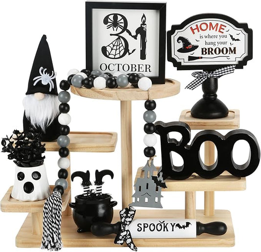 Halloween Decorations 8PCS Tiered Tray Decor Cute Tabletop Halloween