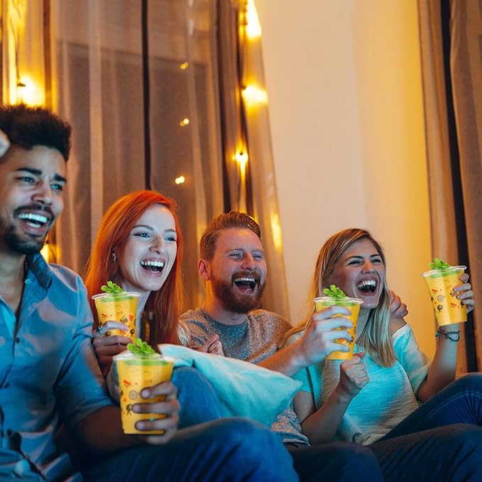 50 Pcs Movie Night Cups 12 oz Plastic Movie Theme Glasses Clear