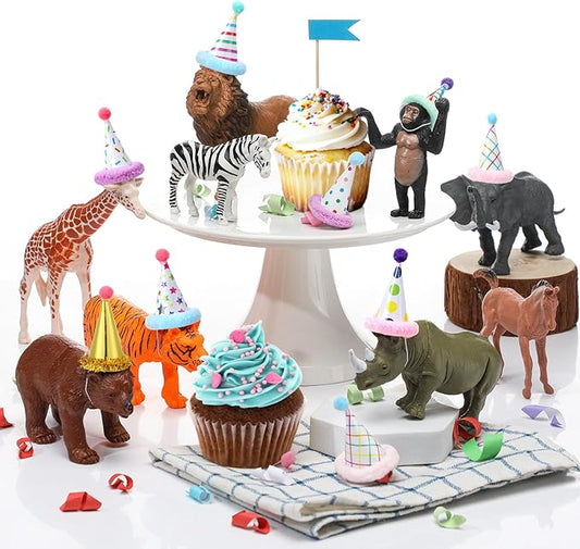 18 Pcs Jungle Animal Birthday Party Decorations Mini Birthday Hat