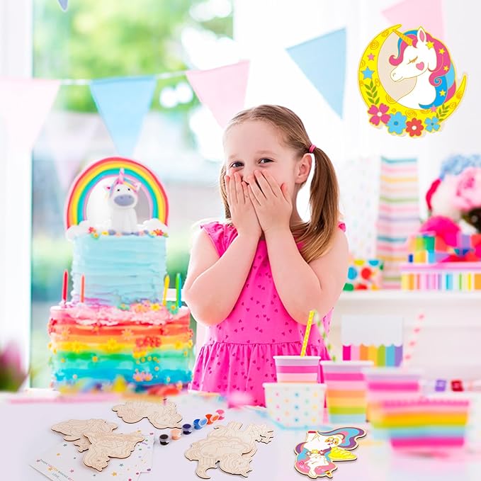12 Pack Pre Packaged Unicorn Party Favors for Girls Wooden Unicorn