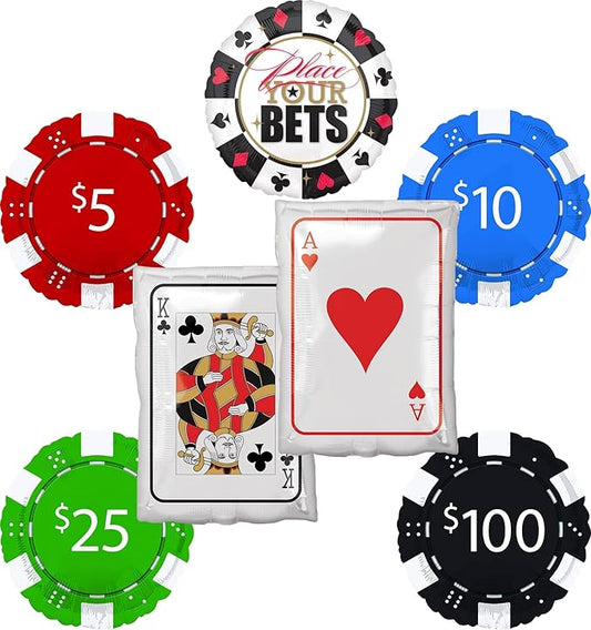Casino Night Party Poker Chips and Playing Cards Ace King Balloon