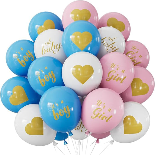 Gender Reveal Balloons - Pink and Blue Balloons 12 Inch Boy or Girl