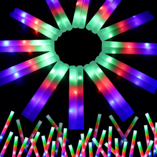 wellent 68 PCS LED Foam Glow Sticks Bulk, Glow in the Dark Party
