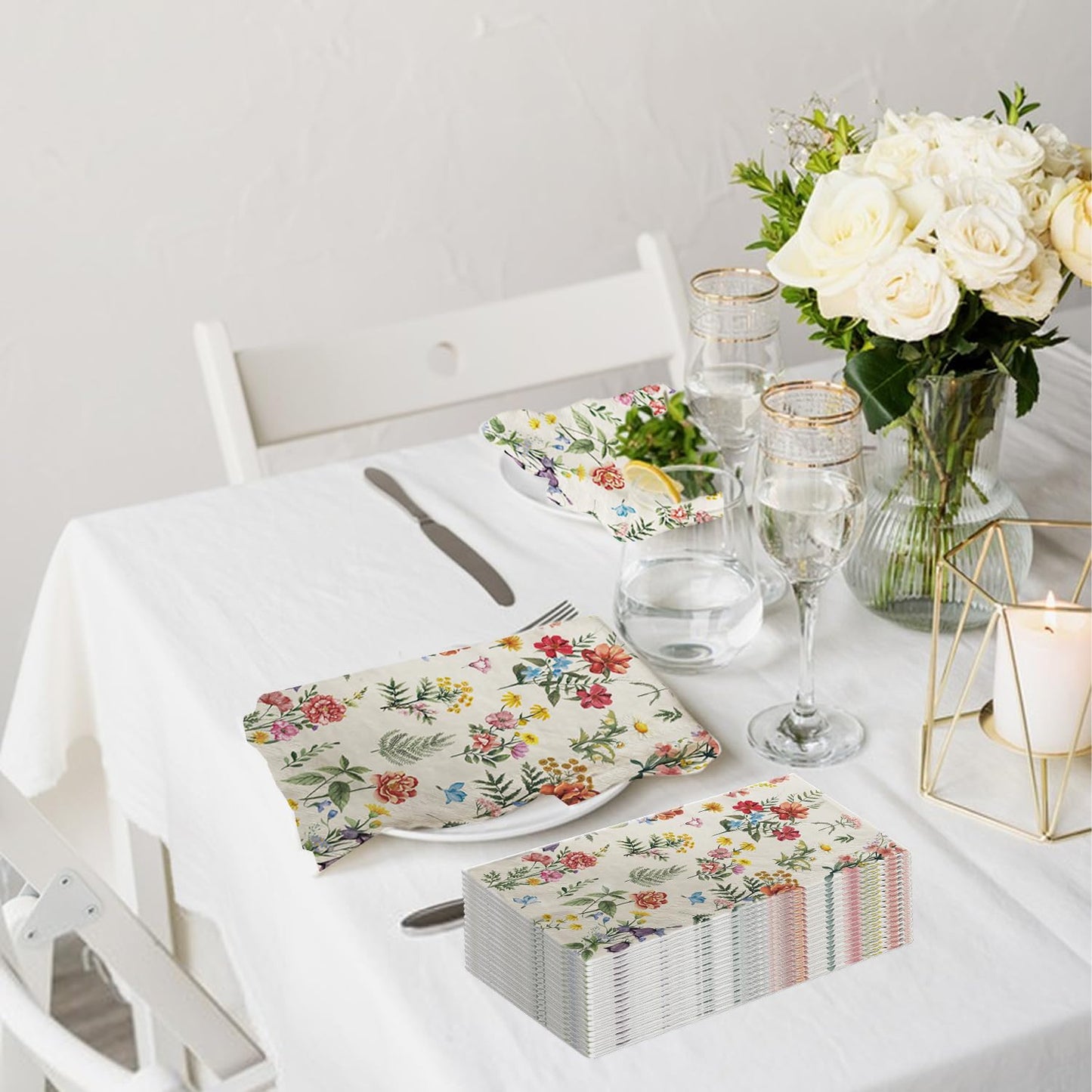 100 Flower Napkins Watercolor Floral Vintage Wild Flower Disposable