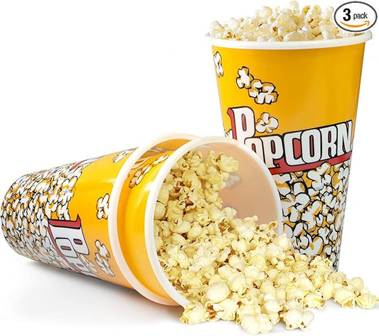 Novelty Place Retro Style Plastic Popcorn Containers for Movie Night