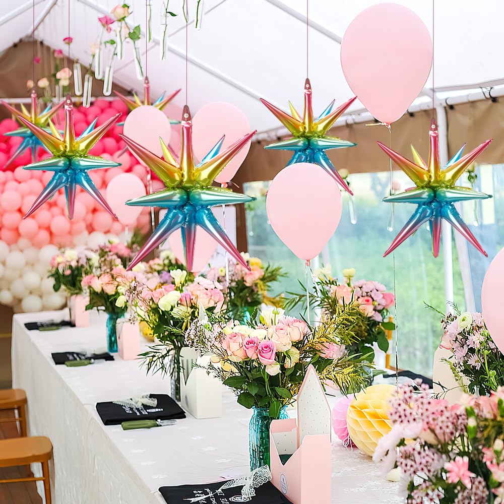 Star Balloons Colorful Balloons 8 Pcs Iridescent Rainbow Balloon Arch