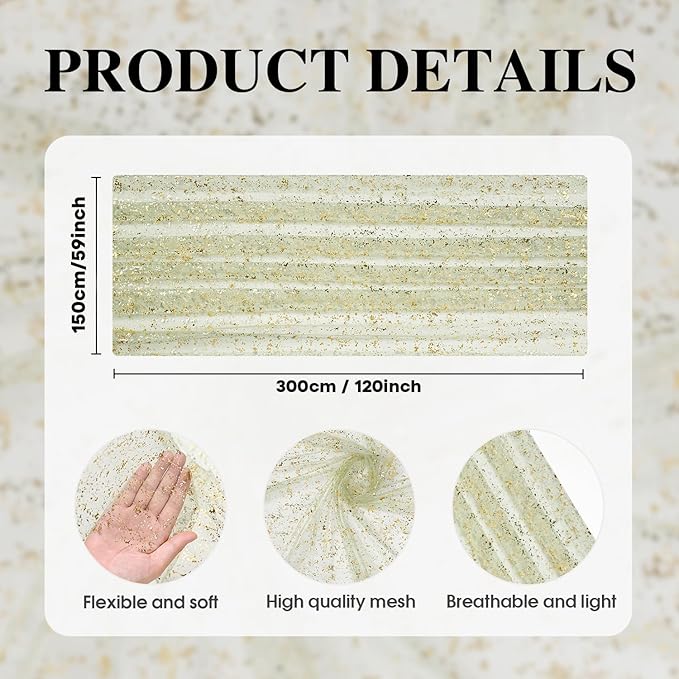 Mode Sage Green Gold Gauze Table Runner 59x120 Inch 10FT
