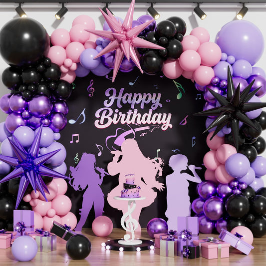Pink and Purple Balloon Arch Garland Kit, 109PCS Pink Purple Black