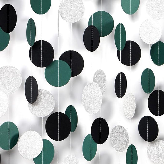 Black-Green Silver Party-Decorations Garland Streamers - 52Ft