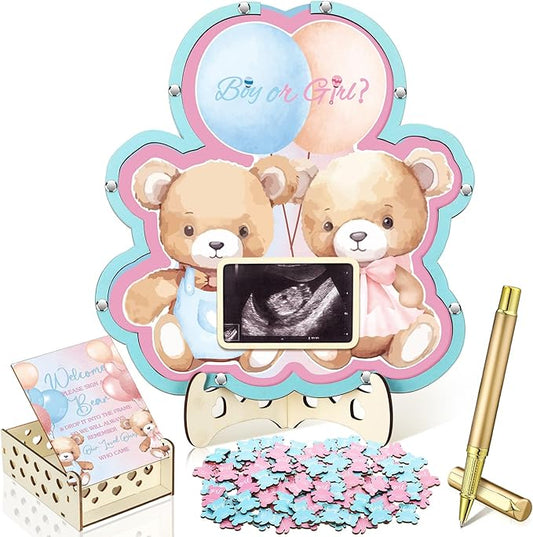 63 Bear Gender Reveal Baby Shower Guest Book Alternatives Set Baby