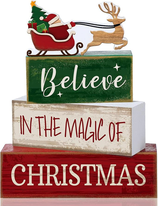 4 Pcs Christmas Table Decoration Wooden Santa Claus Decor Christmas