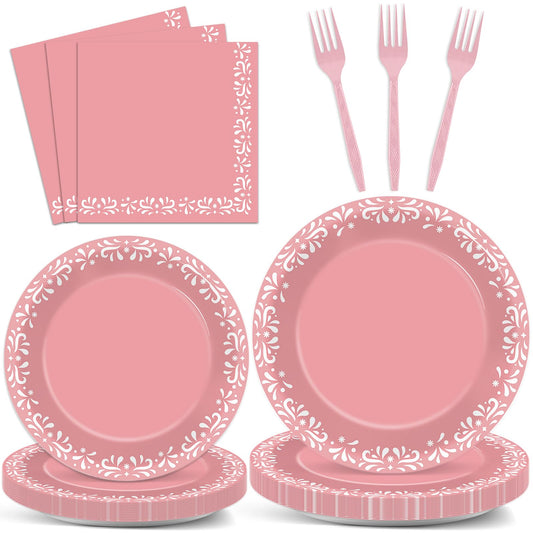 96 Pcs Pink Cielito Party Theme Lindo Decorations Mexican Disposable