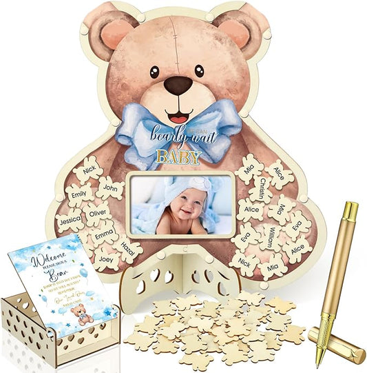 63 Pcs Bear Baby Shower Guest Book Alternatives Set Baby Shower