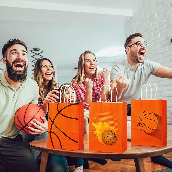 24 Pcs Basketball Gift Bags Basketball Party Favor Bags Basketball