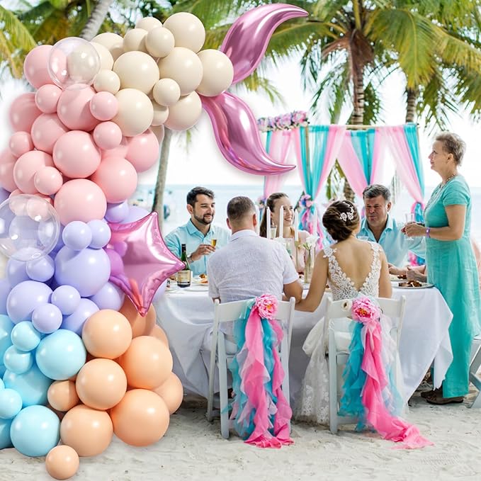 Mermaid Themed Balloons Garland Arch Kit 150Pcs for Sea Princess