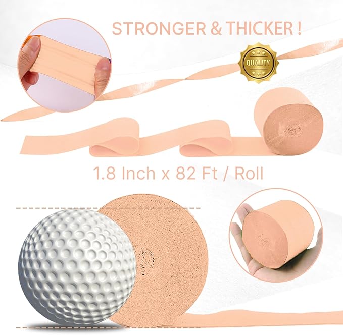 PartyWoo Crepe Paper Streamers 6 Rolls 492ft, Pack of Peach, Purple,