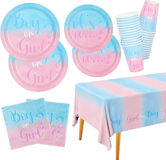 Baby Gender Reveal Party Supplies Boy or Girl Disposable Paper
