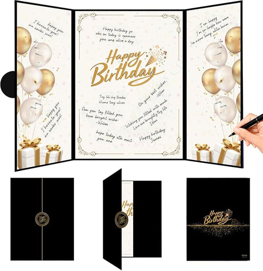 CosiCosi Black and Gold Birthday Decorations, Guest Sign-In Book