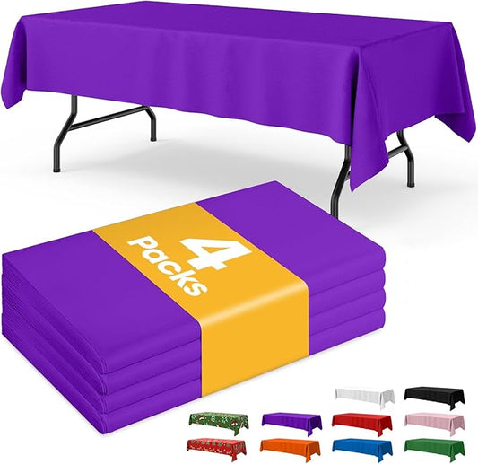 Niuara Purple Plastic Table Cloth - 4 Pack 54" × 108" Rectangle