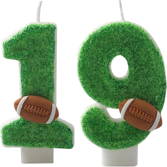 Football Candles 19,19 Candles for Birthday Cake Boy,Number 19