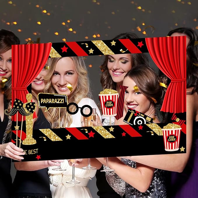 Movie Night Theme Party Decorations Now Showing Photo Booth Props