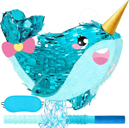 Narwhal Piñata - Girl Narwhal Party Piñata Game Whale Ocean