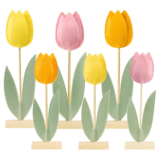 Paper Jazz 6 Pcs Tulip Centerpiece for Table Spring Felt Tulip