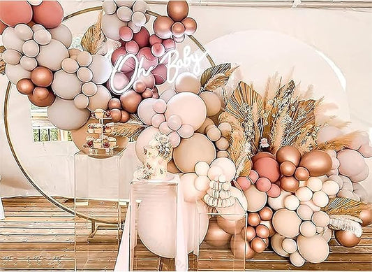 Boho Balloons Garland Arch Kit Double Stuffed Dusty Rose Pink Rose