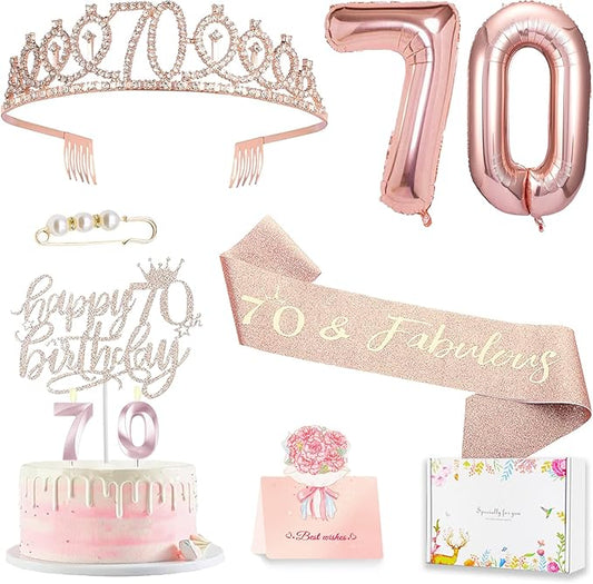 70th Birthday Gifts Decorations for Women Including 70th Cake