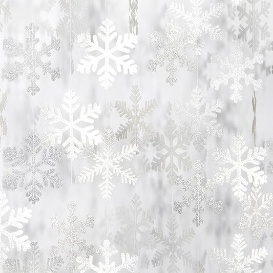 Snowflake Snow White-Silver Christmas Party-Decorations Garland