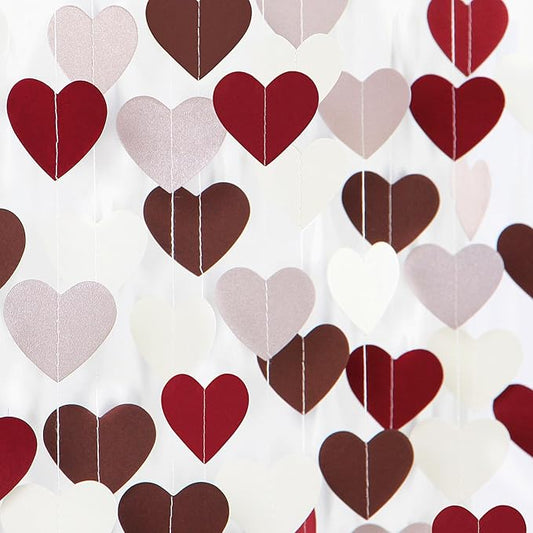 Boho Wedding Bridal Shower Party Decorations Heart Garland 52Ft Fall
