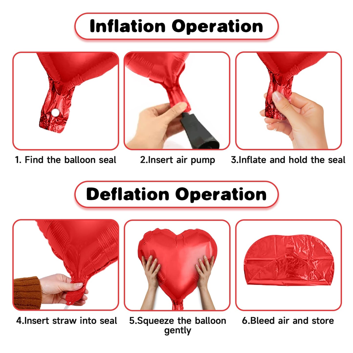 Red Gold Heart Balloons, 19PCS Red White Champagne Gold Heart Shape