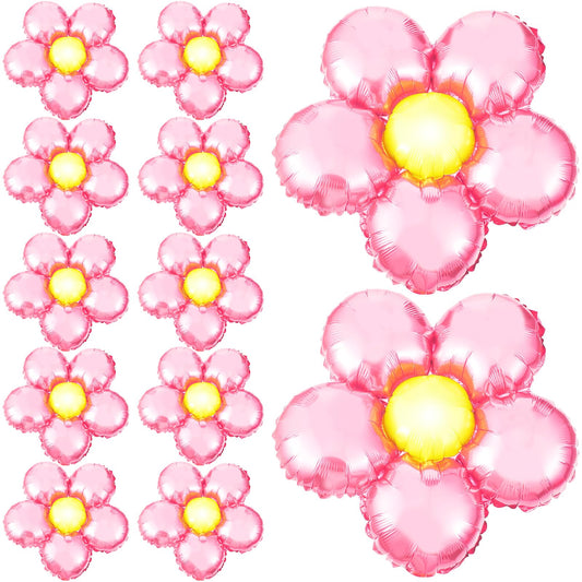 Charnoel 12 Pcs Light Pink Flower Balloon Huge Aluminum Foil Pastel