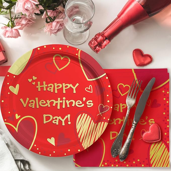 Valentine's Day Party Supplies Red Heart Love Disposable Paper