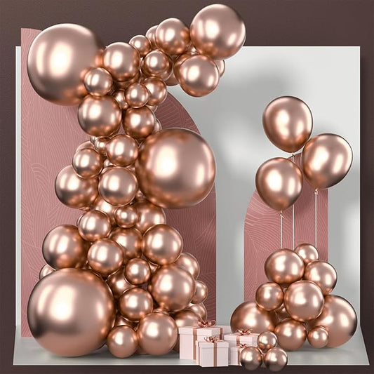 PartyWoo Rose Gold Balloons 100pcs Different Sizes of 18 12 10 5 Inch