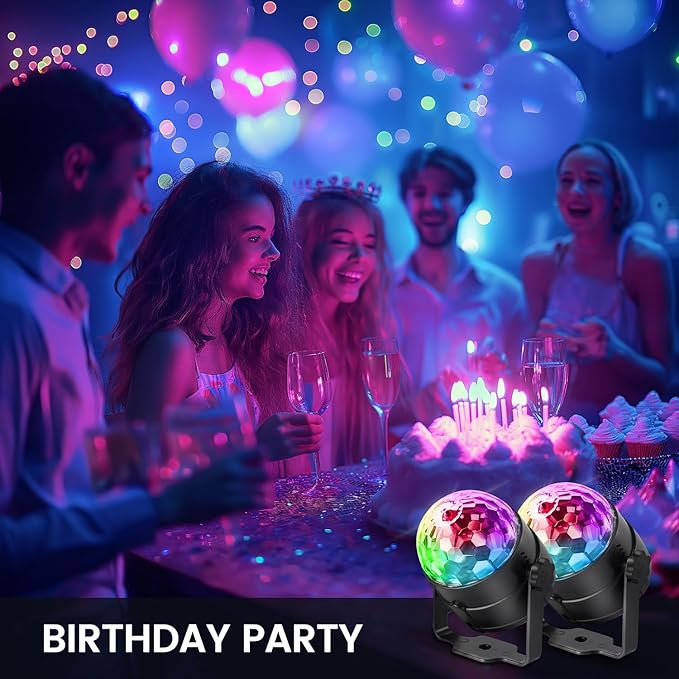 NEQUARE Disco Ball DJ Party Lights Sound Activated Remote Control