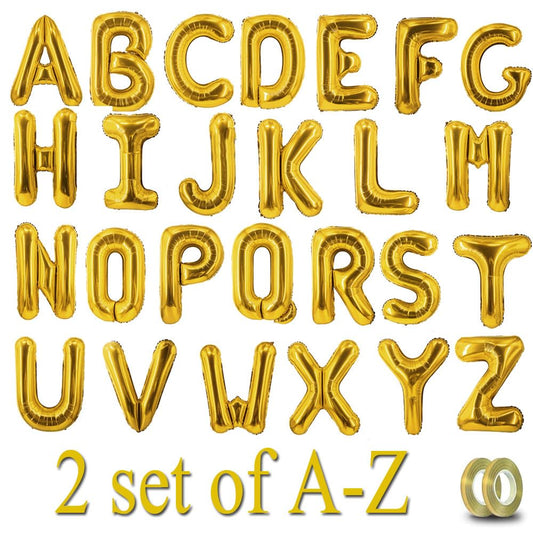 52 Pcs Gold Letter Balloons Foil Alphabet A to Z Balloons Personalized