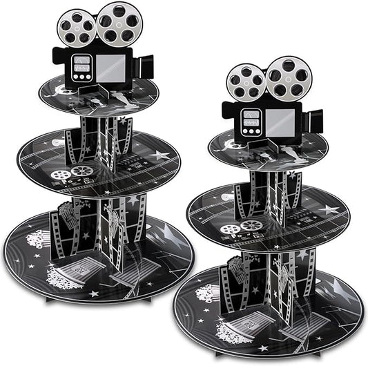 Colarr 2 Pack Movie Night Party Decorations Cupcake Stand 3 Tier
